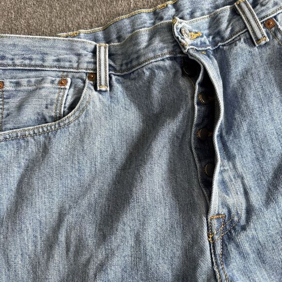 Levi's 501 Straight Leg Jeans Men's 38x29 Blue Cotton Pockets Red Tab Button Fly - Picture 6 of 9
